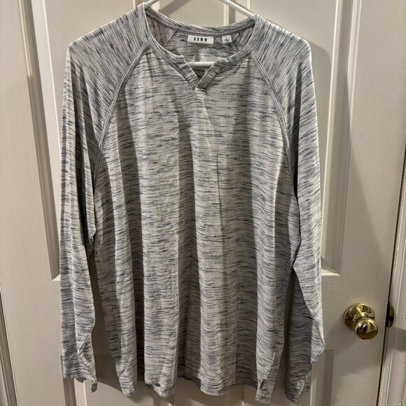 ROWN Men's Long Sleeve Lightweight Gray V-Neck Shirt ~ Large ~ EUC - Picture 1 of 5
